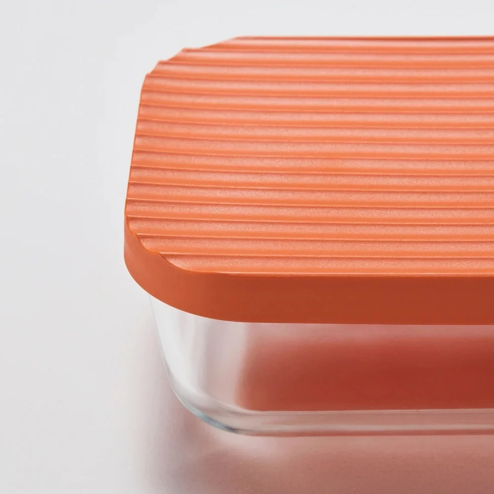 Glass Food Storage Containers with Orange and Green Lids